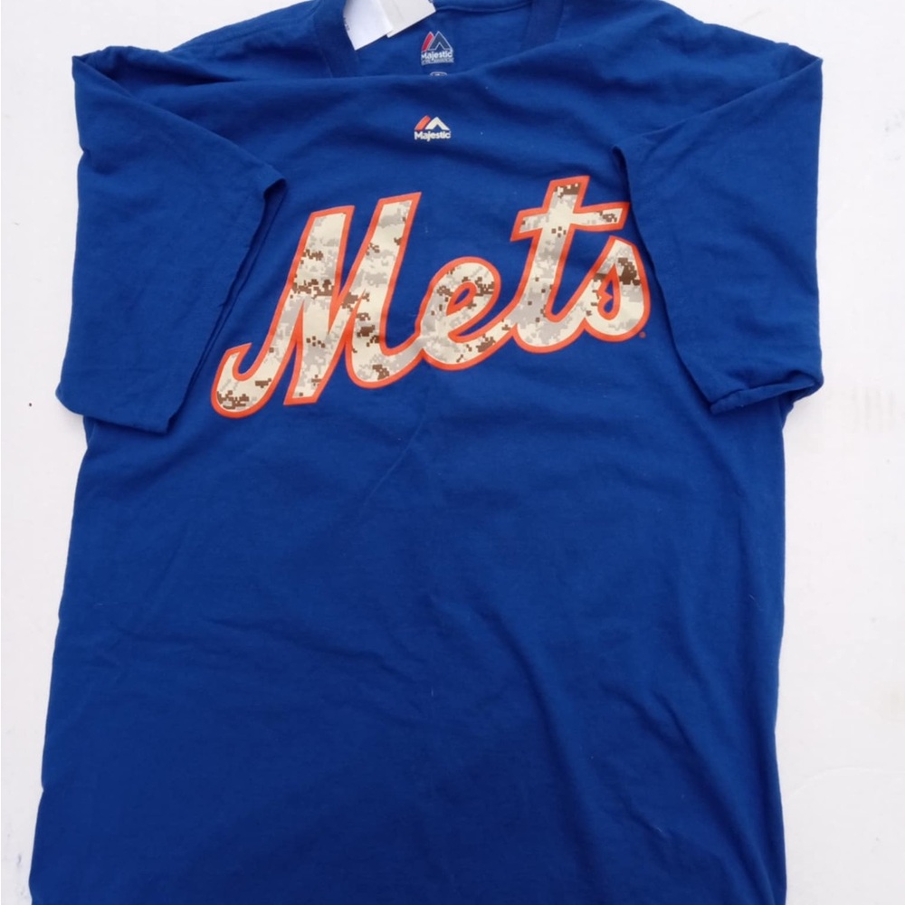 Majestic Blue Mets Tee with Orange Accents